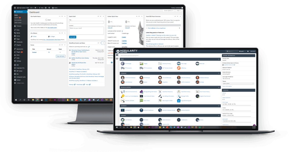 Wordpress and Cpanel on desktop computers